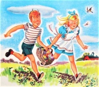 Themes Vintage illustrations/pictures - Summer Picnic - detail from 1946 General Mills Nutrition booklet