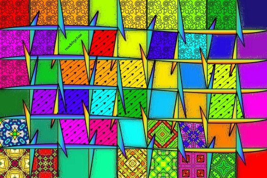 A Colorful Pile of Jigsaw Puzzle Pieces Creates a Vibrant Landscape. Each Piece Holds a Part of