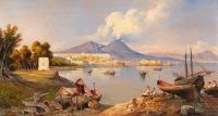 Castel dell'Ovo and Vesuvius, viewed from Posillipo