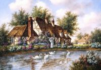Cottage and Swans #2