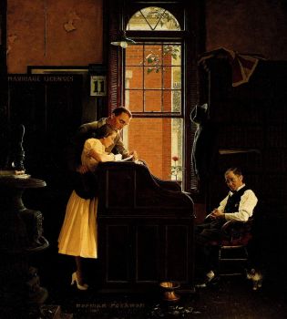 The Marriage License {Norman Rockwell 1955}