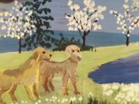 Two dogs in springtime