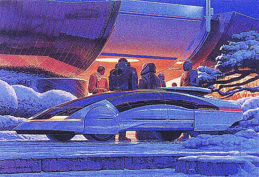 Solve Syd Mead - Sentinel jigsaw puzzle online with 176 pieces