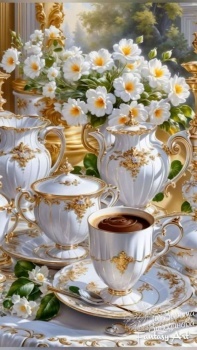 Tea and Flowers - AI art