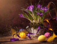 Spring Flowers With Easter Eggs