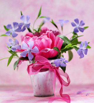 Pink flowers vase