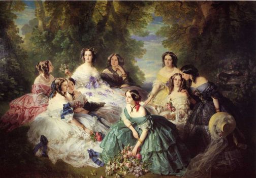 The Empress Eugenie Surrounded by Her Ladies in Waiting (1855)