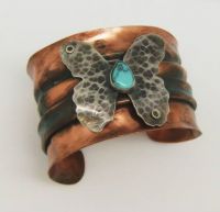 Copper & Sterling butterfly cuff 