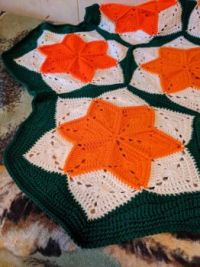 Orange hexagon crocheted together