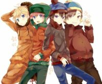 Anime Kenny, Kyle, Stan, Cartman