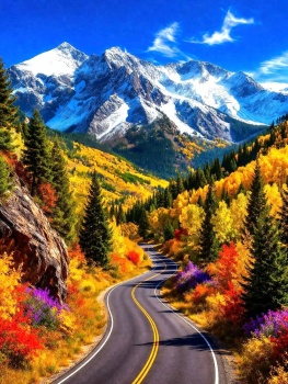 Solve A Beautiful Fall Drive jigsaw puzzle online with 88 pieces