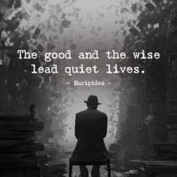 The good and the wise lead quiet lives - Euripides