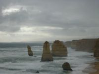 Twelve Apostles on a windy drizzly day