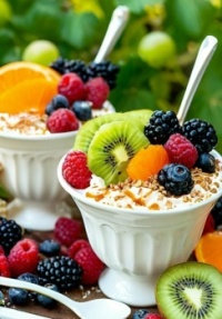 Breakfast yogurt granola fruit cups
