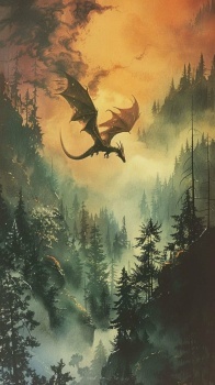 Mystical Dragon Soaring at Twilight