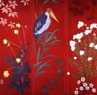 Painted screen with crane, ducks, pheasant, bamboo and ferns (1889), Pierre Bonnard