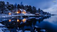 lakeside-winter-cabin