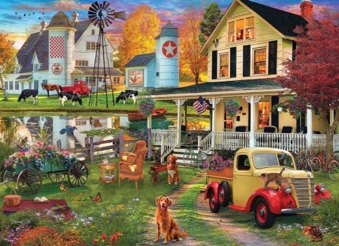 Solve Vintage Fall Farm jigsaw puzzle online with 88 pieces