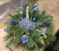 Blue and Silver theme Christmas Centrepiece with JOY!