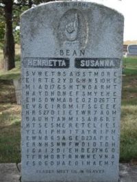 Bean Puzzle Tombstone  Rushes Cemetery  Wellesley, Ontario