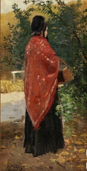 Lady in the Garden ~ Hugo Muhlig (German Impressionist Painter, 1854-1929)