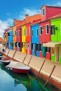 Waterfront houses in Burano, Italy