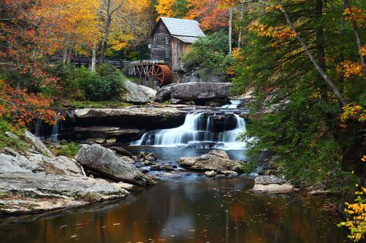Autumn at the Glade Creek Grist Mill in Babcock State Park West Virginia.