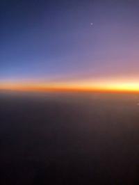 Sunrise from the plane over South Australian cloud cover this morning