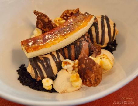 a salted caramel banana split at the Culinary Institute of America