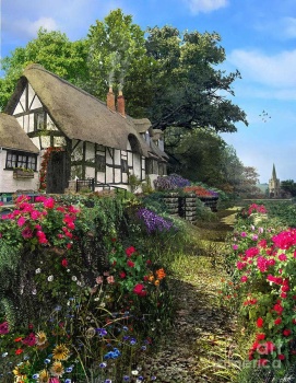 Solve Wisteria Cottage jigsaw puzzle online with 48 pieces