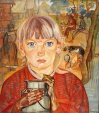 Boris Grigoriev Artwork  -  'Girl with a Milk Can'