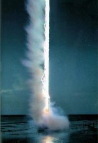 A real photo of the exact moment the lightning strikes the water.