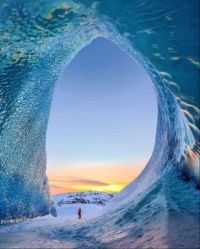 An ice cave in Iceland that looks like a wave