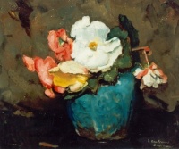 Lide Arntzenius, wife of painter Floris Arntzenius,  created this one.  Flowers in a Ginger Jar, nd.