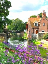 Nice House With a Red Door Along the Stream--England....