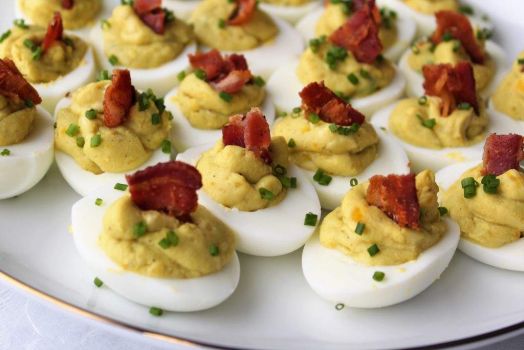 Avocado Bacon Deviled Eggs