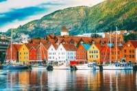 Boats Along the Wharf-Bergen Norway.....